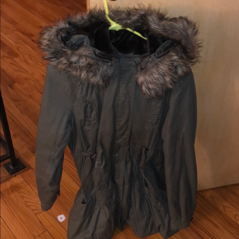 Fur hooded parka